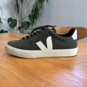 Veja Campo Sneakers - Suede Olive Green Cream - Women's Size US 11/EU 42